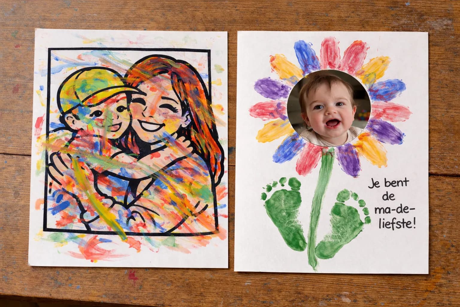 Knutselwerk voor moederdag met de tekst Je bent de ma-de-liefste