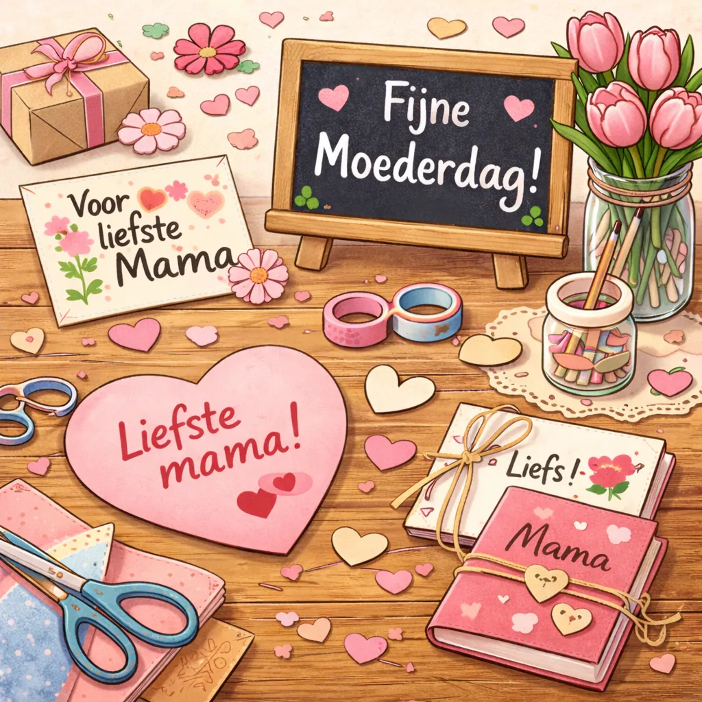 Predefined moederdagthema met warme illustratieve moederdagstijl